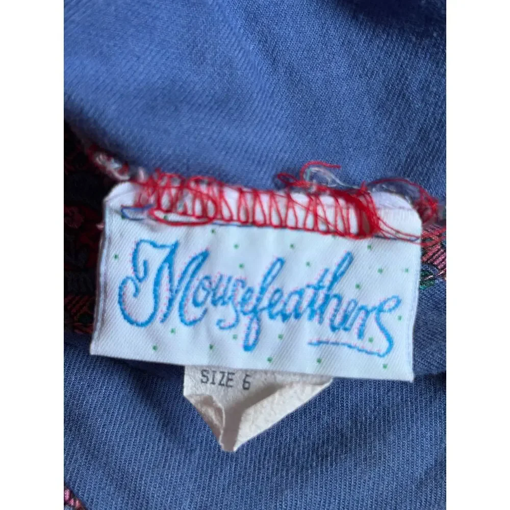 Mousefeathers Vintage Patchwork Dress (Red & Blue) - Size 6